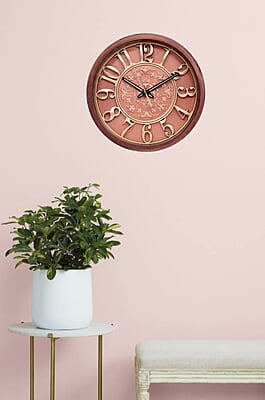 Vintage Product Designer Analogue Round Wall Clock Copper Finish (12 x 12 Inch)