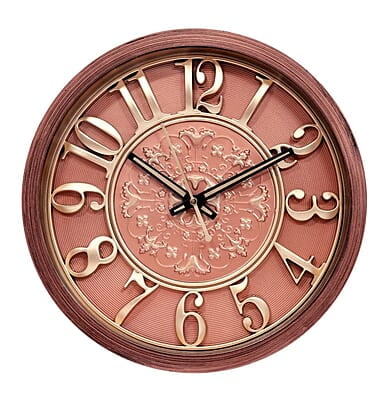 Vintage Product Designer Analogue Round Wall Clock Copper Finish (12 x 12 Inch)