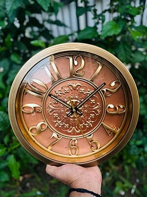 Vintage Product Designer Analogue Round Wall Clock Copper Finish (12 x 12 Inch)